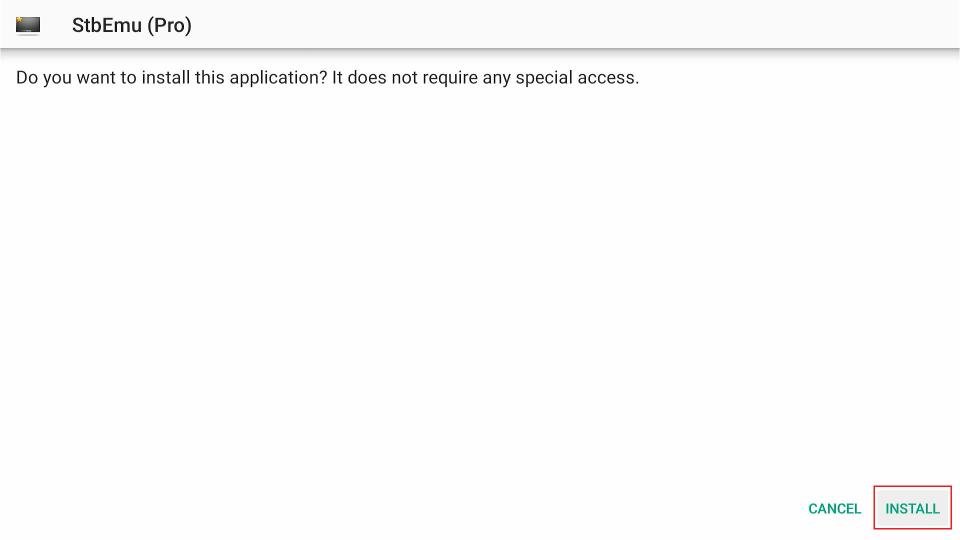 Install Stb Emu Pro confirmation
