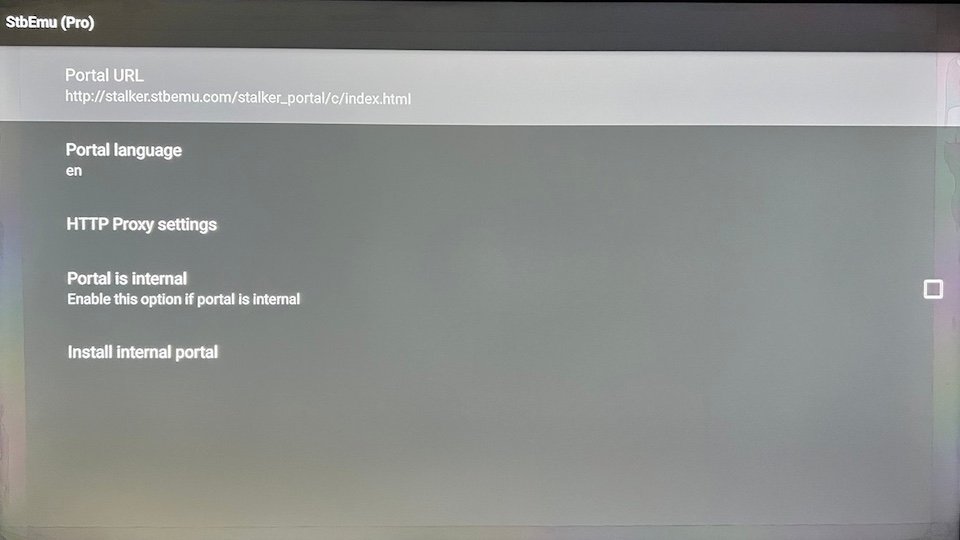 STB Emu Pro Portal URL menu settings