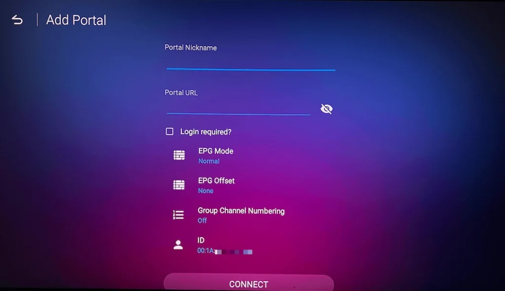 Portal setup on MYTVOnline using formuler box